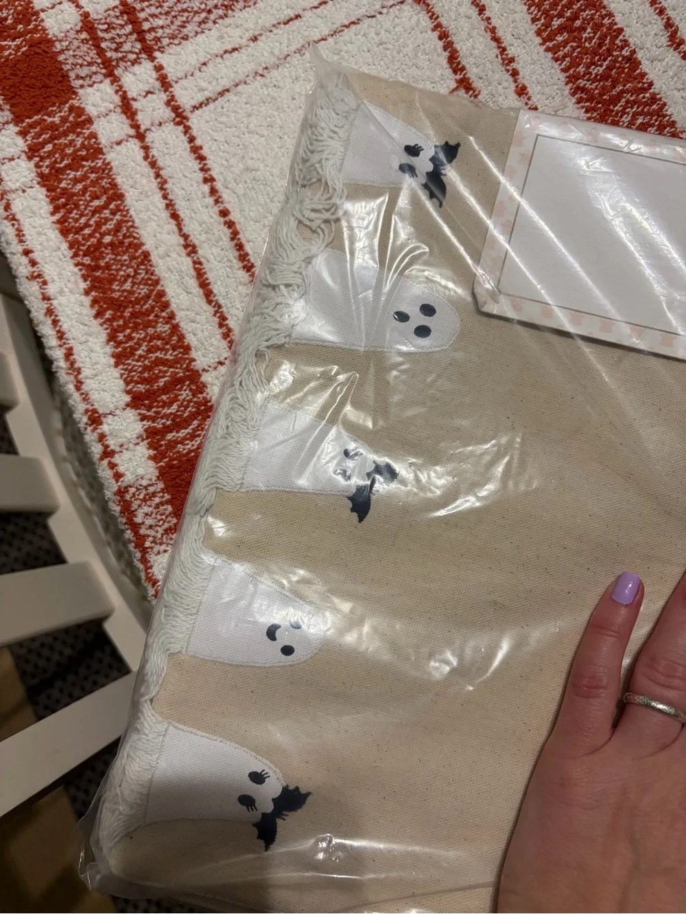Four cupcakes & cashmere Beige Placemats with White and Black Ghost Accents
